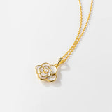 925 Silver Camellia Pearl Pendant Necklace for Women Wedding
