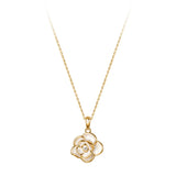 925 Silver Camellia Pearl Pendant Necklace for Women Wedding