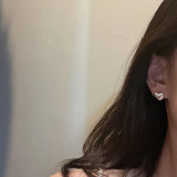 925 Sterling Silver Love Heart Clip On Earrings Retro Jewelry for Women