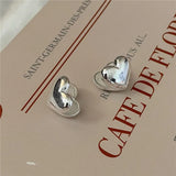 925 Sterling Silver Love Heart Clip On Earrings Retro Jewelry for Women