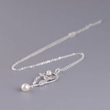 925 Silver Freshwater Pearl Necklace Ethnic Vine Flower Bird Pendant