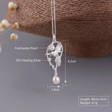 925 Silver Freshwater Pearl Necklace Ethnic Vine Flower Bird Pendant