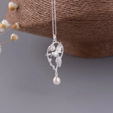 925 Silver Freshwater Pearl Necklace Ethnic Vine Flower Bird Pendant
