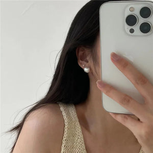 925 Silver Frosted Round Stud Earrings Women's Fine Jewelry
