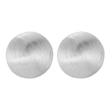 925 Silver Frosted Round Stud Earrings Women's Fine Jewelry