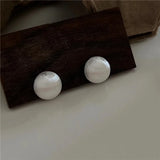 925 Silver Frosted Round Stud Earrings Women's Fine Jewelry