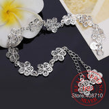 925 Sterling Silver Flower Bracelet Wedding Engagement Party Gift