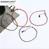 Real 925 Sterling Silver Red Rope Woven Bracelet Chain for Women