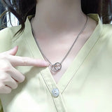 925 Sterling Silver Double Circle Necklace Chain for Women Men