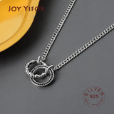 925 Sterling Silver Double Circle Necklace Chain for Women Men