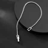 925 Silver Zircon Bracelet Geometric Clasp Chain Hypoallergenic Jewelry