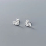 925 Silver Zircon Heart Tassel Drop Earrings - Hypoallergenic