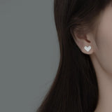 925 Silver Zircon Heart Tassel Drop Earrings - Hypoallergenic