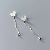 925 Silver Zircon Heart Tassel Drop Earrings - Hypoallergenic