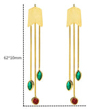 925 Silver Garnet Green Spinel Drop Earrings 18k Plating Tassels Earings