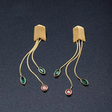 925 Silver Garnet Green Spinel Drop Earrings 18k Plating Tassels Earings