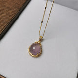 925 Sterling Silver Pink Jade Pendant Necklace Vintage Jewelry