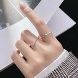 925 Silver Geometric Adjustable Ring Women Party Fine Jewelry Punk Accessories