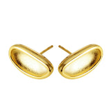 925 Silver Concave Stud Earrings Minimalist Allergy-Free