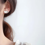 925 Silver Concave Stud Earrings Minimalist Allergy-Free