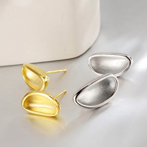 925 Silver Concave Stud Earrings Minimalist Allergy-Free