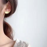 925 Silver Concave Stud Earrings Minimalist Allergy-Free