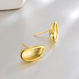 925 Silver Concave Stud Earrings Minimalist Allergy-Free