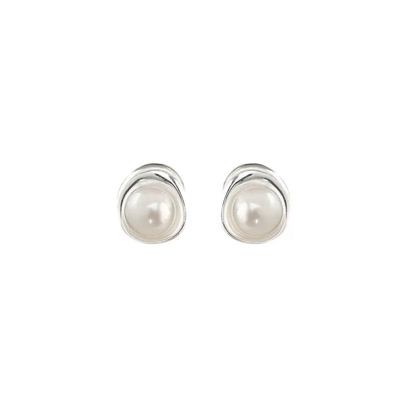 925 Silver Hollow Pearl Earrings Vintage Jewelry Gift