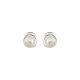 925 Silver Hollow Pearl Earrings Vintage Jewelry Gift