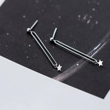 925 Silver Geometric Rectangular Drop Earrings with Star OL Jewelry