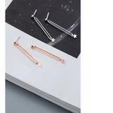 925 Silver Geometric Rectangular Drop Earrings with Star OL Jewelry