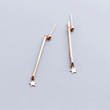925 Silver Geometric Rectangular Drop Earrings with Star OL Jewelry