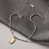 925 Sterling Silver Geometric Oval Beads Anklets Pendant Ankle Bracelet