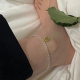 925 Sterling Silver Geometric Oval Beads Anklets Pendant Ankle Bracelet