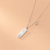 925 Sterling Silver Geometric Oval Shell Pendant Necklace for Women