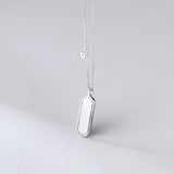 925 Sterling Silver Geometric Oval Shell Pendant Necklace for Women