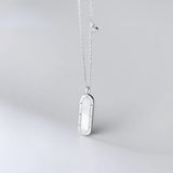 925 Sterling Silver Geometric Oval Shell Pendant Necklace for Women