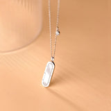 925 Sterling Silver Geometric Oval Shell Pendant Necklace for Women