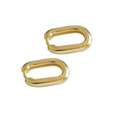 Geometric Oval Stud Earrings 925 Sterling Silver Women Jewelry