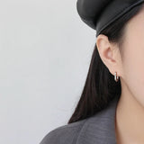 Geometric Oval Stud Earrings 925 Sterling Silver Women Jewelry