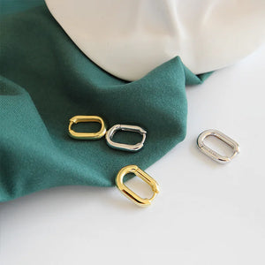 Geometric Oval Stud Earrings 925 Sterling Silver Women Jewelry