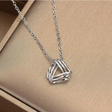 925 Silver Geometric Pendant Triangle Necklace 40+3cm Chain Women's Jewelry