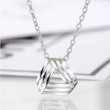 925 Silver Geometric Pendant Triangle Necklace 40+3cm Chain Women's Jewelry