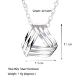 925 Silver Geometric Pendant Triangle Necklace 40+3cm Chain Women's Jewelry