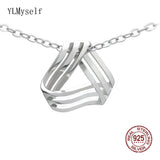 925 Silver Geometric Pendant Triangle Necklace 40+3cm Chain Women's Jewelry