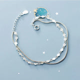 925 Silver Geometric Round Bracelet for Women Party Hiphop Jewelry