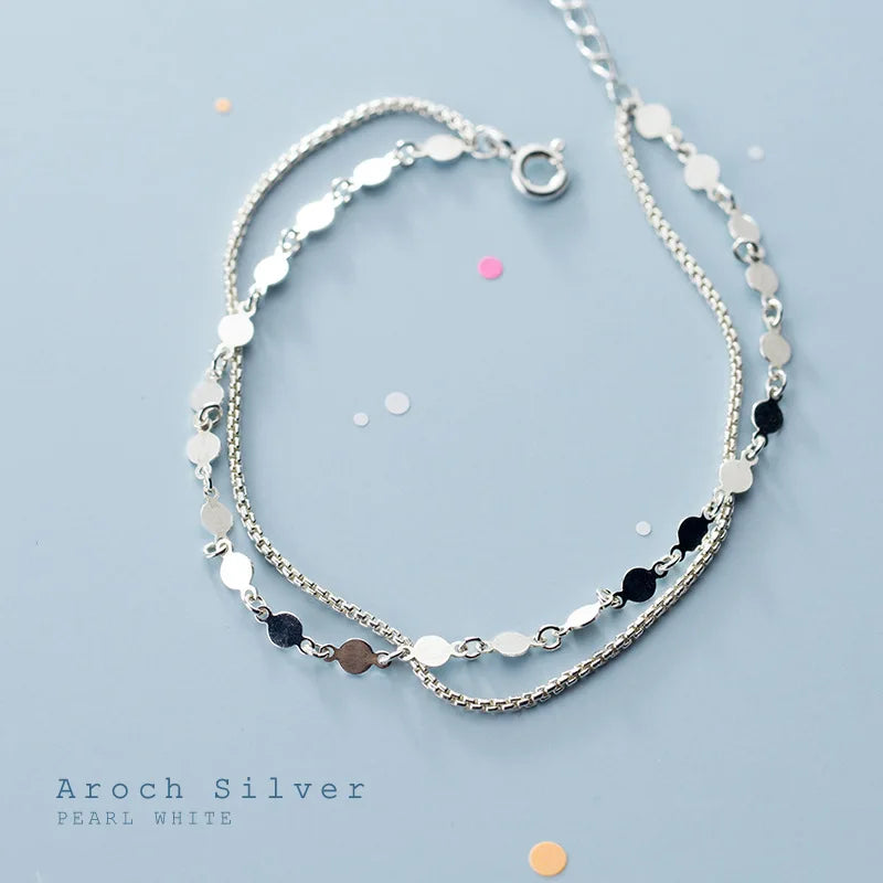 925 Silver Geometric Round Bracelet for Women Party Hiphop Jewelry