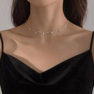 925 Silver Geometric Choker Necklace Women Minimalist Fine Jewelry