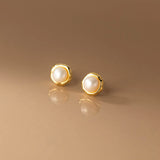 925 Silver Pearl Stud Earrings Romantic Jewelry for Women
