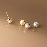 925 Silver Pearl Stud Earrings Romantic Jewelry for Women